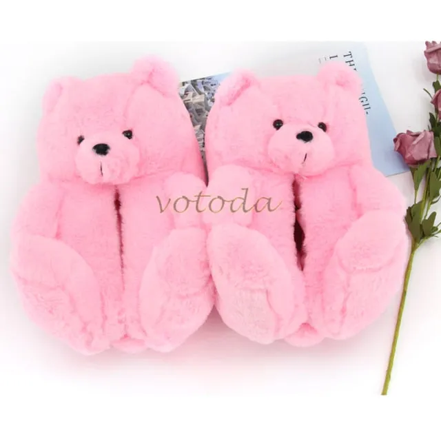 Women Plush House Shoes Cartoon Bear Slipper