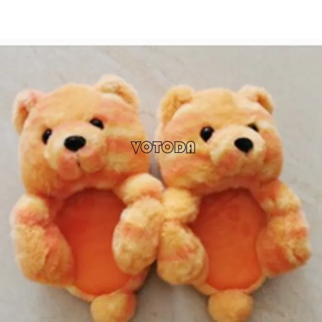 Women Plush House Shoes Cartoon Bear Slipper