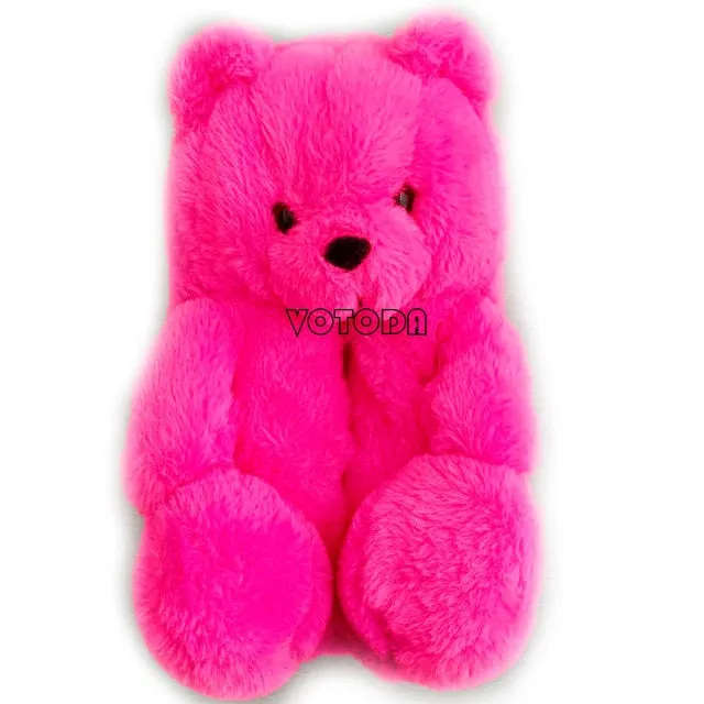 Women Plush House Shoes Cartoon Bear Slipper