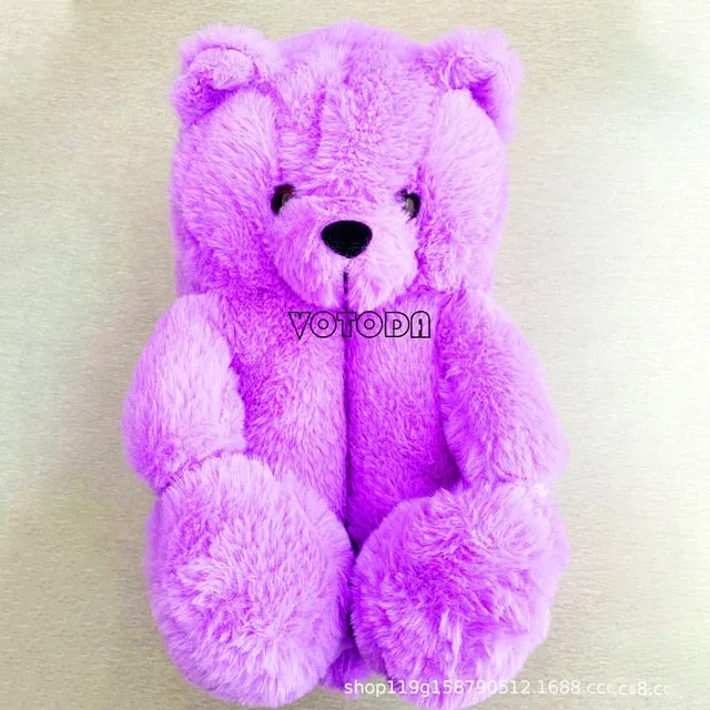 Women Plush House Shoes Cartoon Bear Slipper