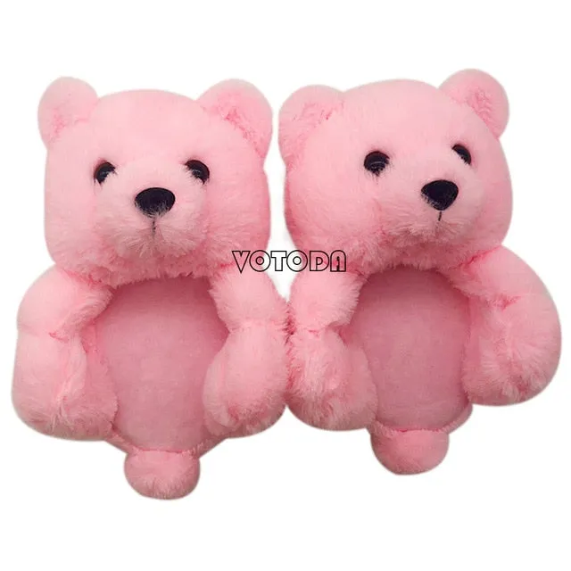 Women Plush House Shoes Cartoon Bear Slipper