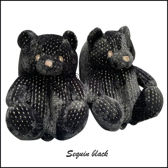Women Plush House Shoes Cartoon Bear Slipper