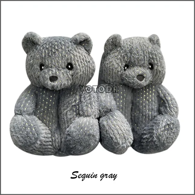 Women Plush House Shoes Cartoon Bear Slipper