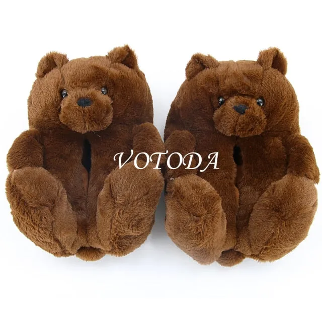 Women Plush House Shoes Cartoon Bear Slipper