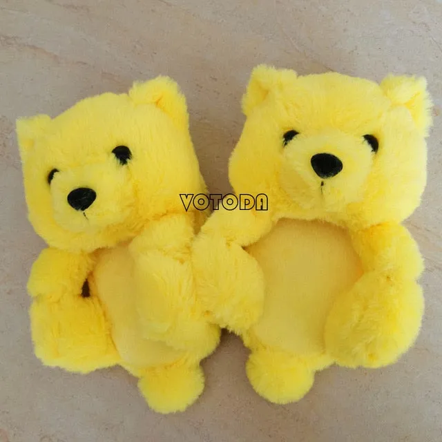 Women Plush House Shoes Cartoon Bear Slipper