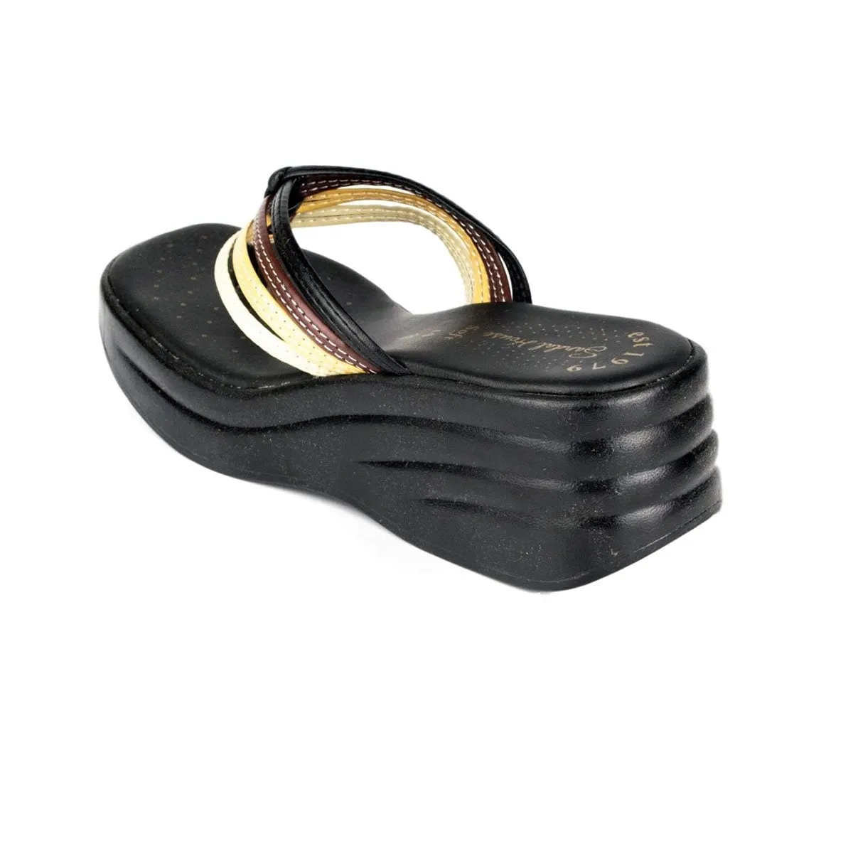 Womens Black & Brown Toe Post Sandal