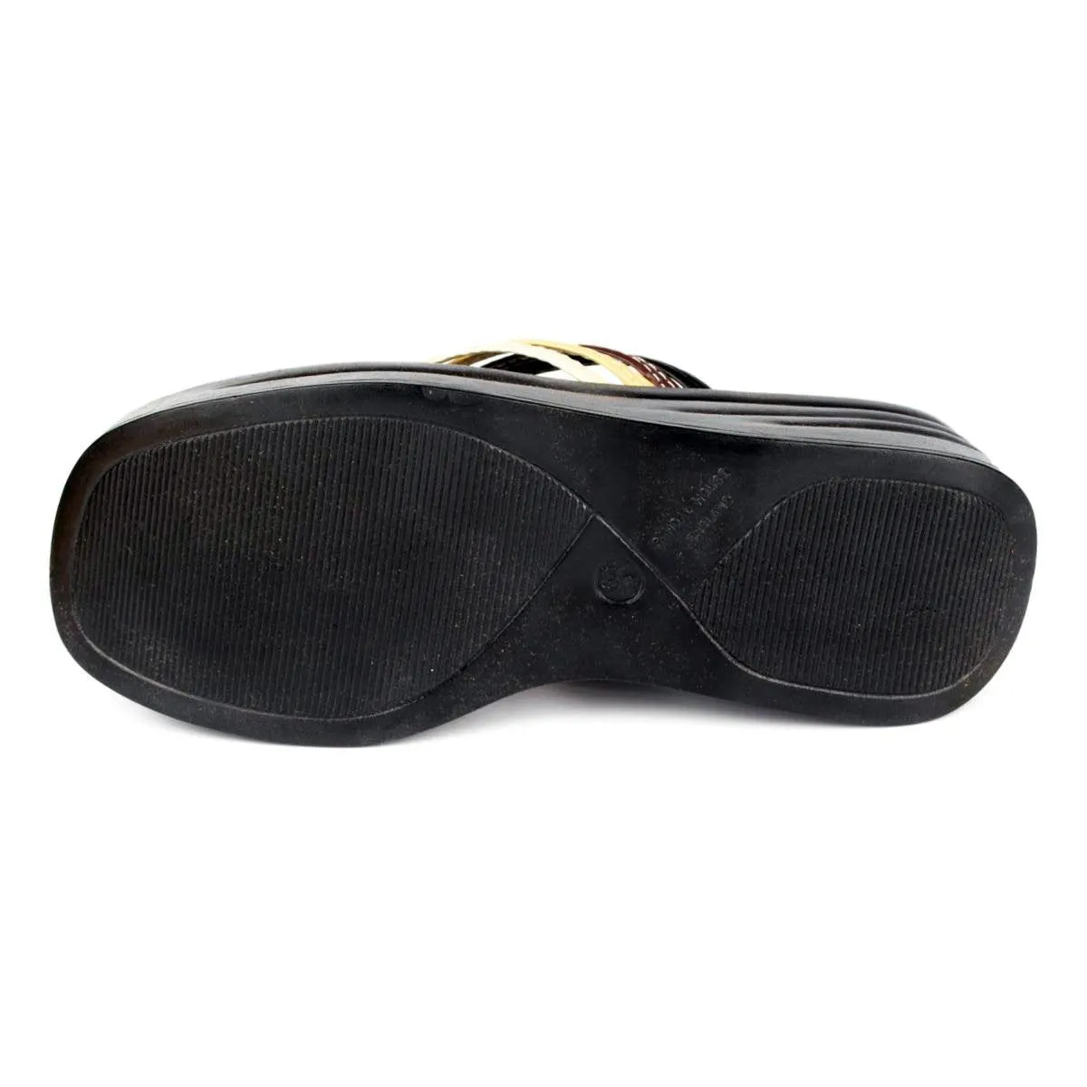Womens Black & Brown Toe Post Sandal