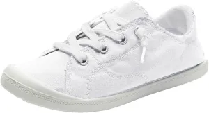 Women's Canvas Tennis Shoes Low Top White Black Casual Sneakers for Women Lace Up Fashion Casual Shoes for Work Women