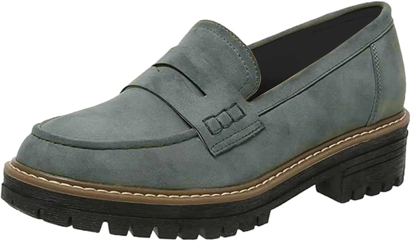 Women's Chunky Loafers Slip On Loafers Business Casual Shoes Dressy Platform Loafers Fashion Outfit Loafer Shoes