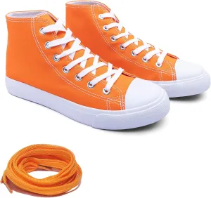 Women's High-Top Canvas Sneakers  Classic Lace-Up Casual Shoes with Extra Shoelaces  Comfortable, Stylish, and Durable