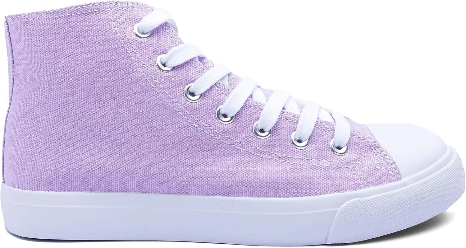 Women's High-Top Canvas Sneakers  Classic Lace-Up Casual Shoes with Extra Shoelaces  Comfortable, Stylish, and Durable