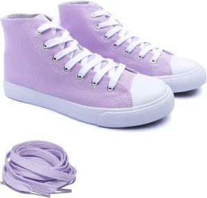 Women's High-Top Canvas Sneakers  Classic Lace-Up Casual Shoes with Extra Shoelaces  Comfortable, Stylish, and Durable