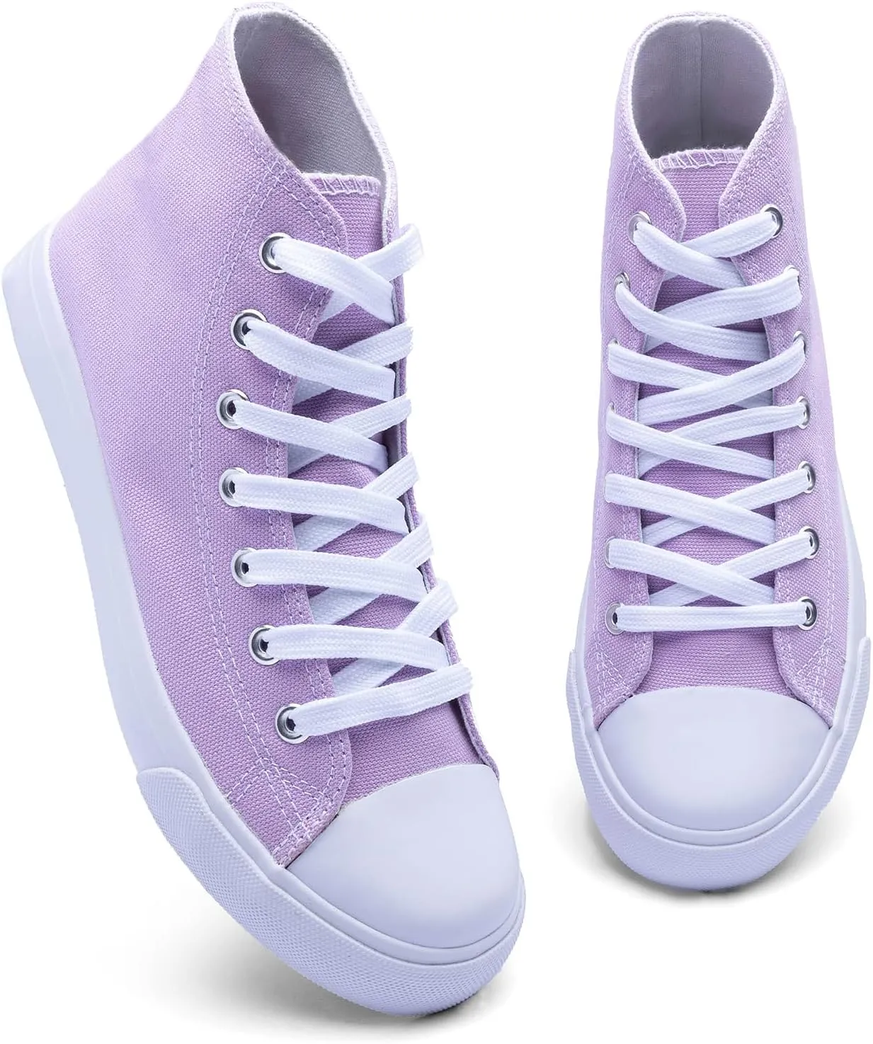 Women's High-Top Canvas Sneakers  Classic Lace-Up Casual Shoes with Extra Shoelaces  Comfortable, Stylish, and Durable