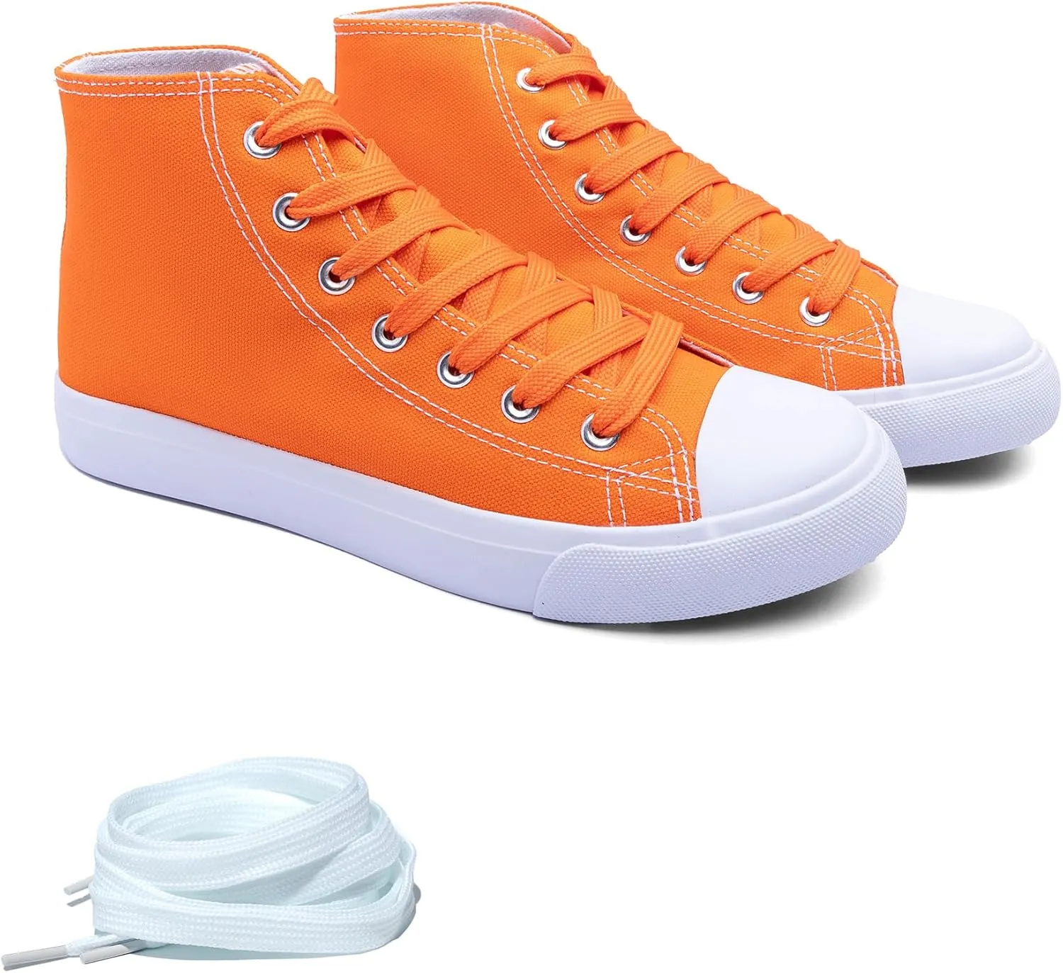 Women's High-Top Canvas Sneakers  Classic Lace-Up Casual Shoes with Extra Shoelaces  Comfortable, Stylish, and Durable