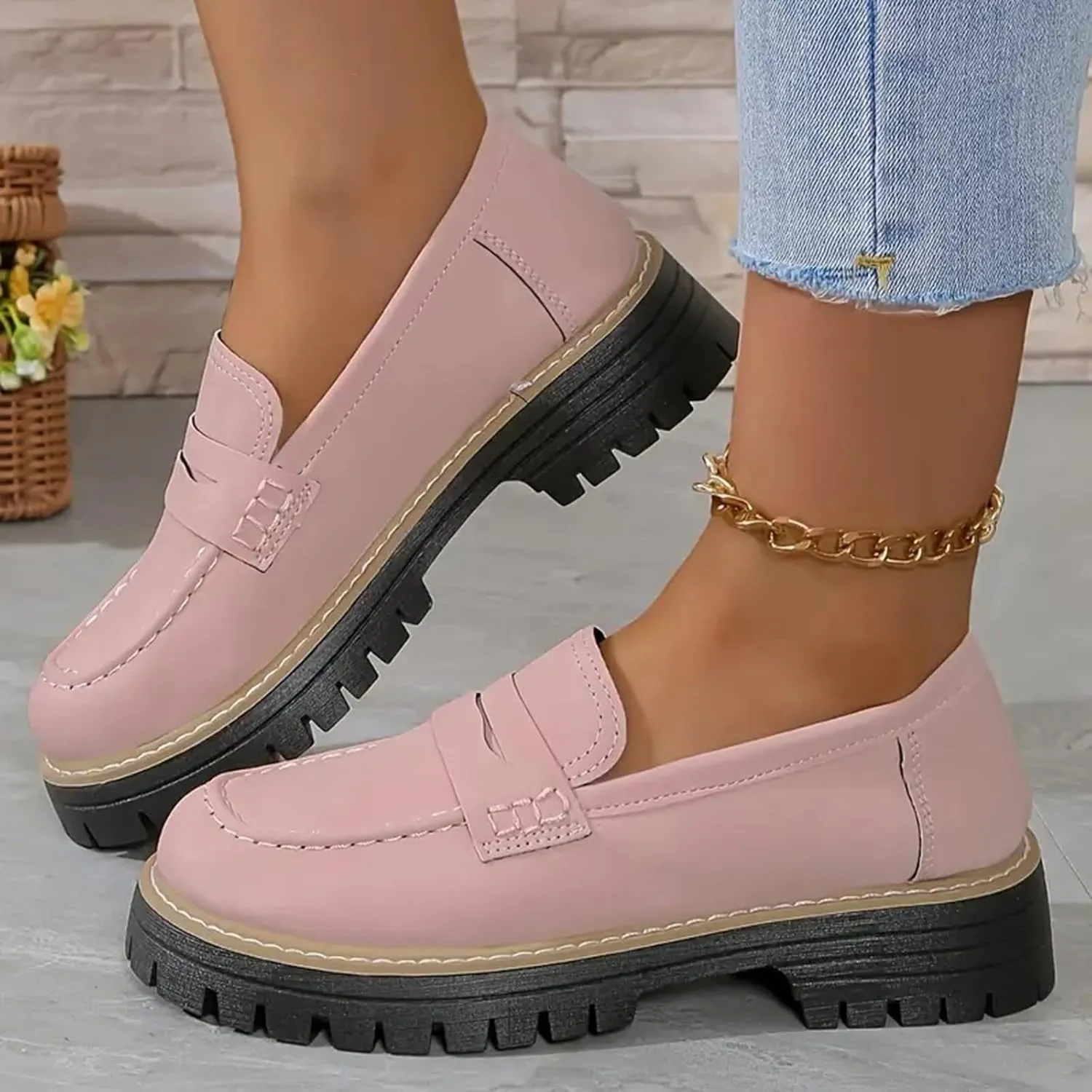 Womens Loafers Comfortable Dressy 2025 Womens Loafers Comfortable Dressy Platform Chunky Loafer Lug Sole Suede Loafers Casual Slip-Ons Work Business Casual Shoes Women