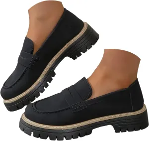 Womens Loafers Comfortable Dressy 2025 Womens Loafers Comfortable Dressy Platform Chunky Loafer Lug Sole Suede Loafers Casual Slip-Ons Work Business Casual Shoes Women