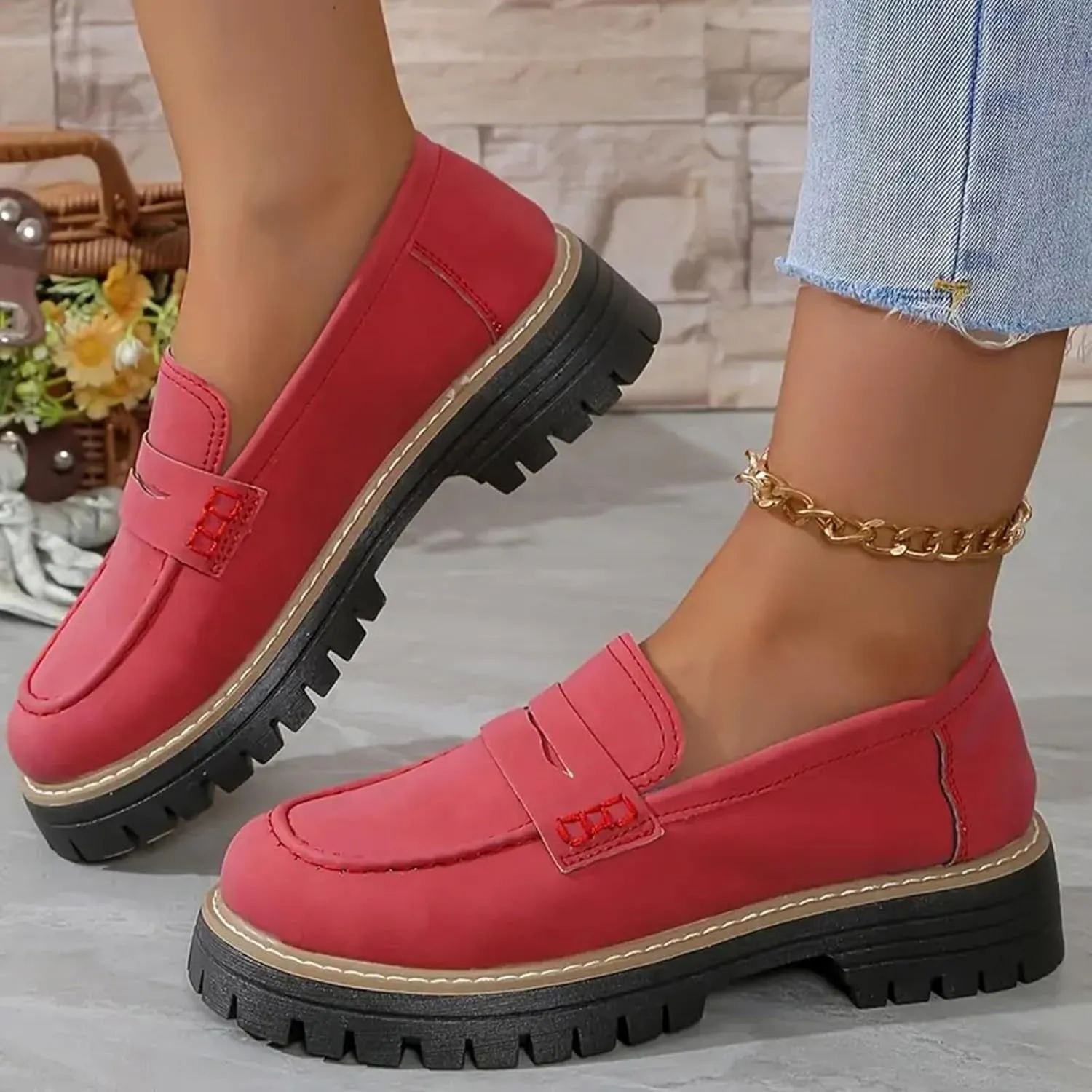 Womens Loafers Comfortable Dressy 2025 Womens Loafers Comfortable Dressy Platform Chunky Loafer Lug Sole Suede Loafers Casual Slip-Ons Work Business Casual Shoes Women