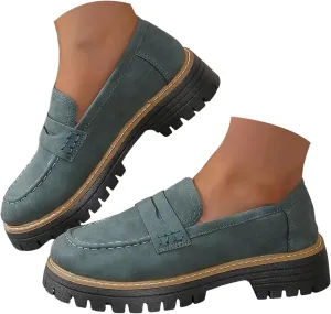 Womens Loafers Comfortable Dressy 2025 Womens Loafers Comfortable Dressy Platform Chunky Loafer Lug Sole Suede Loafers Casual Slip-Ons Work Business Casual Shoes Women