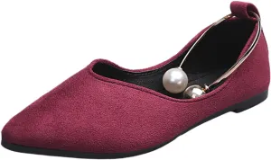 Women's Pointy Toe Loafer Flat Comfortable Faux Suede Work Shoes,Cute Penny Loafer Slip On Ballet Flat