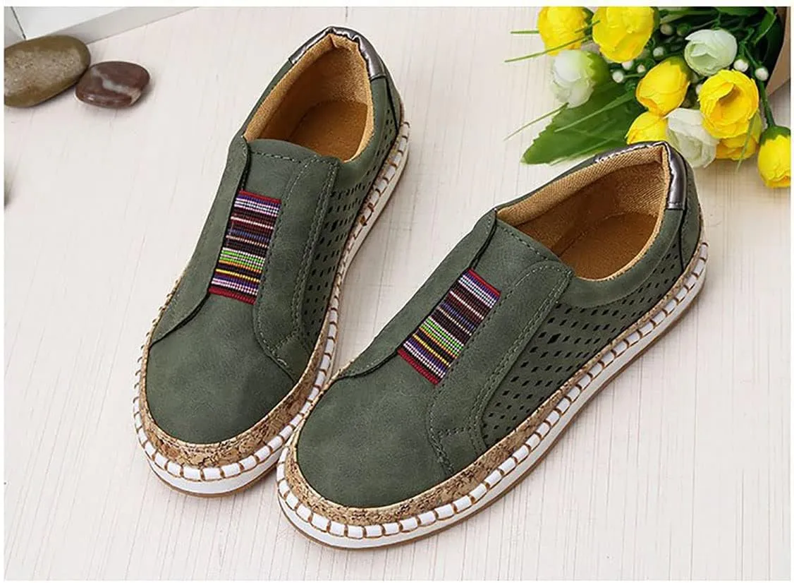 Women's Retro Casua Sneakers Garden Clogs Shoes Orthopedic Slip-On Shoes Walking Shoes Flat Casual Shoes