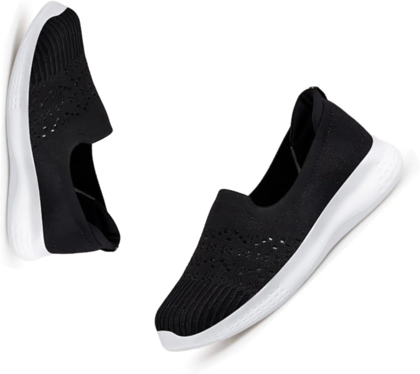Women's Slip-on Mesh Cutout Loafers,Low Top Lightweight Knit Breathable Mesh Walking Shoe,Comfort Flat Nurse Work Casual Shoes.