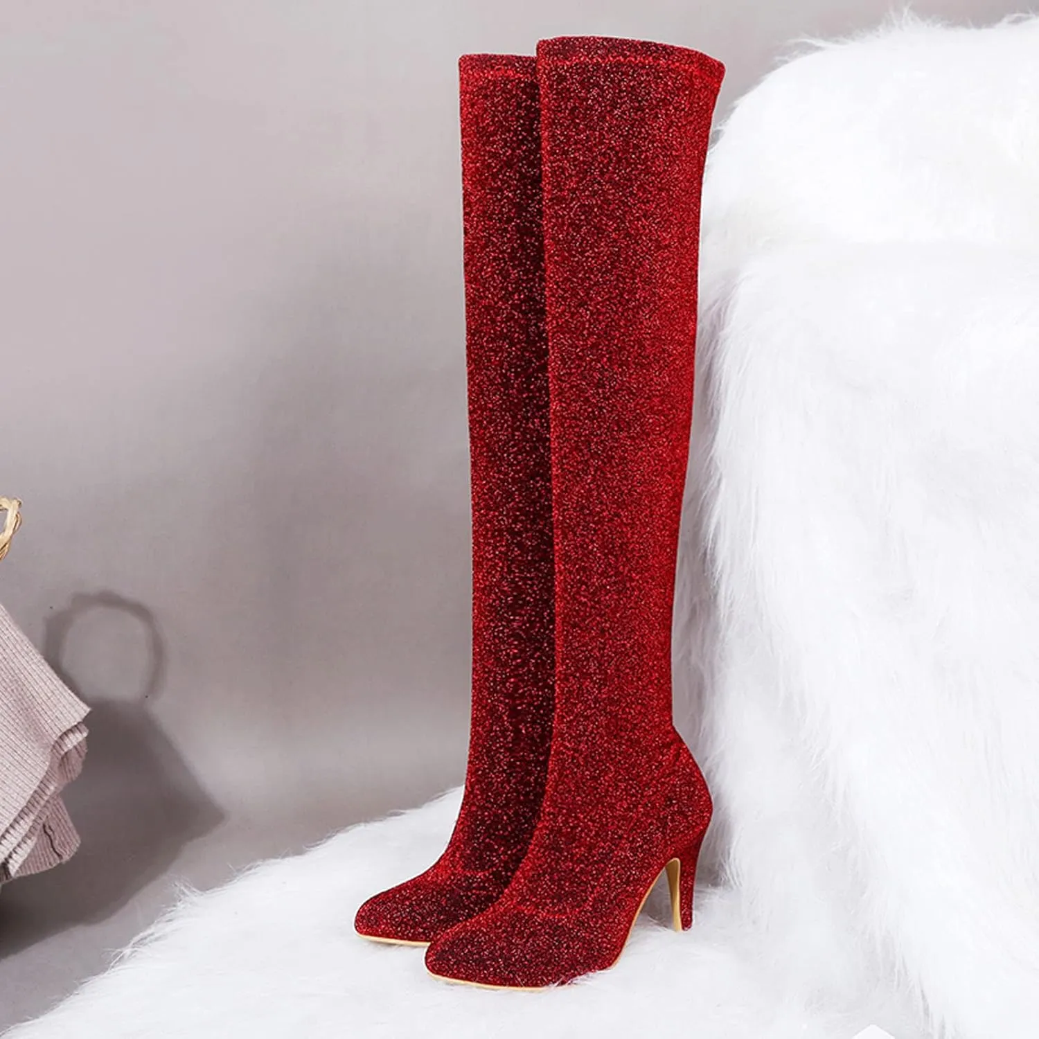 Womens Stiletto Over the Knee Boots - Sexy Pointed Toe Thigh-high High Heel Long Boots Fashion Was Thin Comfortable Casual Shoes