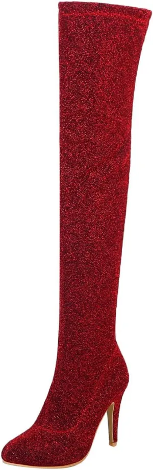 Womens Stiletto Over the Knee Boots - Sexy Pointed Toe Thigh-high High Heel Long Boots Fashion Was Thin Comfortable Casual Shoes