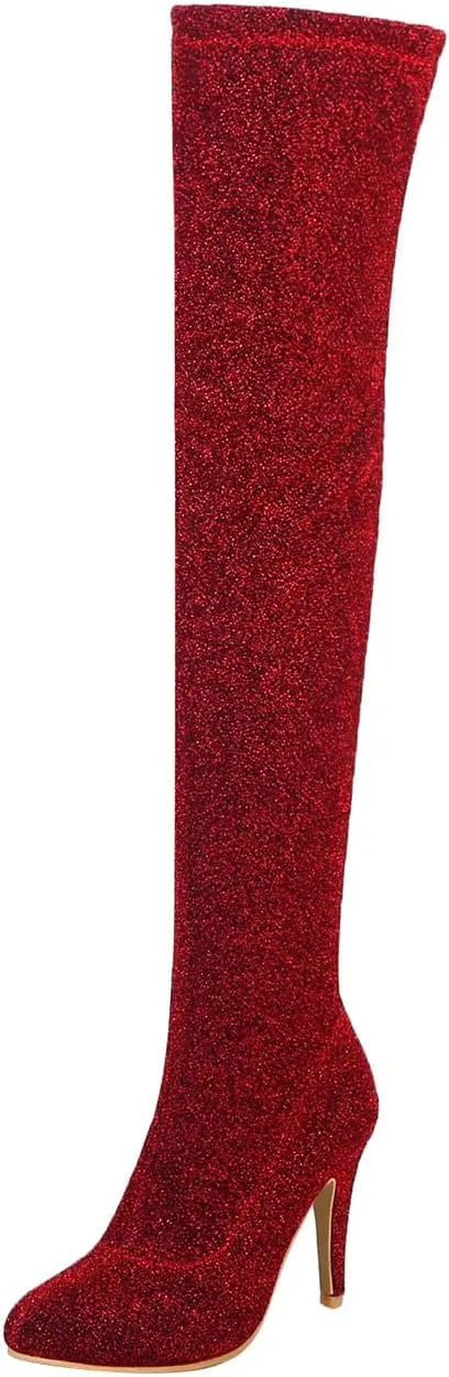Womens Stiletto Over the Knee Boots - Sexy Pointed Toe Thigh-high High Heel Long Boots Fashion Was Thin Comfortable Casual Shoes