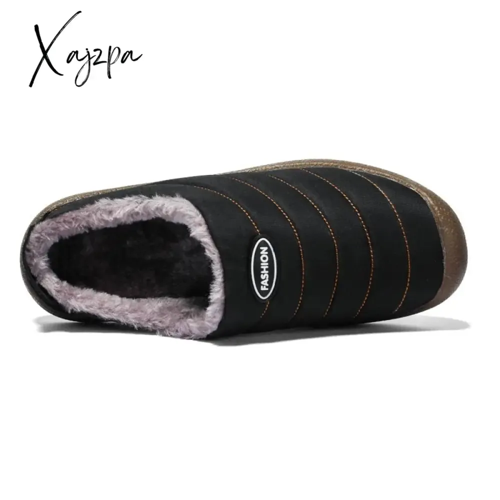 Xajzpa - Fotwear Winter Plush Men Slippers Big Size 48 47 Indoor Men's Mules Shoes Unisex Bedroom Slides Waterproof Male Slipper Warm Fur