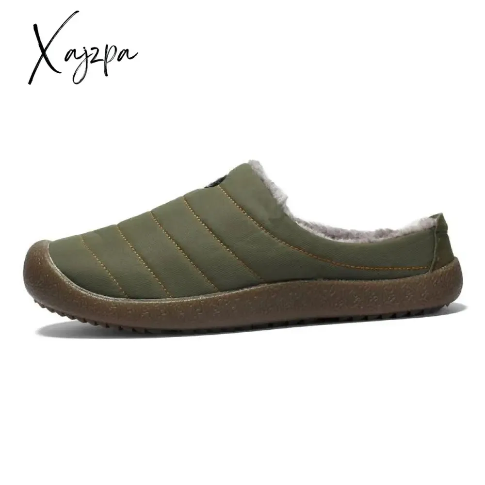 Xajzpa - Fotwear Winter Plush Men Slippers Big Size 48 47 Indoor Men's Mules Shoes Unisex Bedroom Slides Waterproof Male Slipper Warm Fur