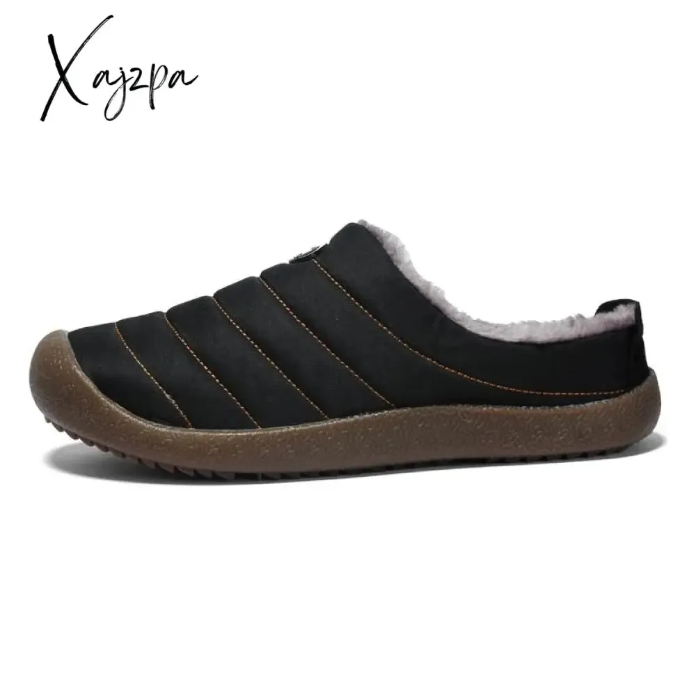 Xajzpa - Fotwear Winter Plush Men Slippers Big Size 48 47 Indoor Men's Mules Shoes Unisex Bedroom Slides Waterproof Male Slipper Warm Fur