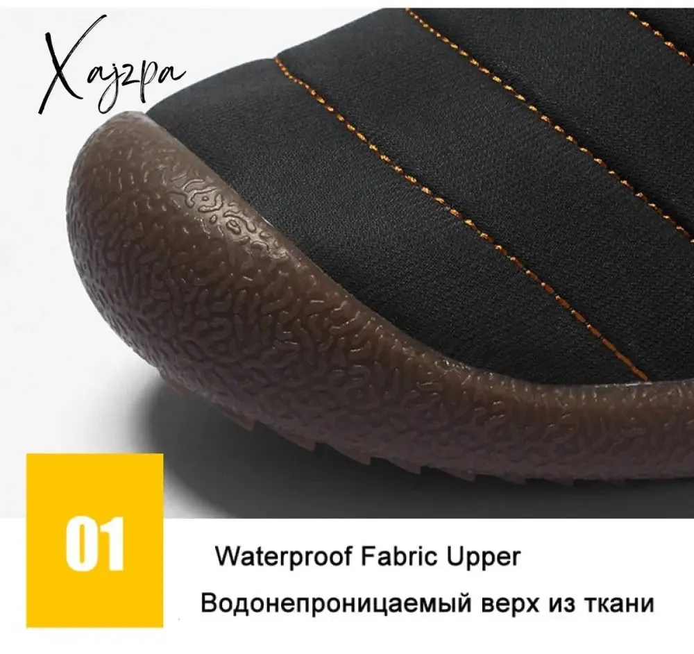 Xajzpa - Fotwear Winter Plush Men Slippers Big Size 48 47 Indoor Men's Mules Shoes Unisex Bedroom Slides Waterproof Male Slipper Warm Fur