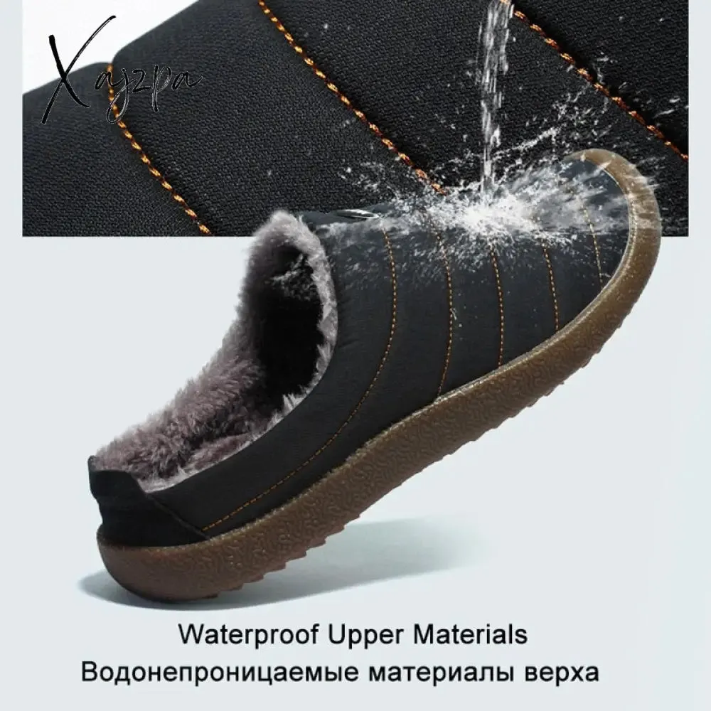 Xajzpa - Fotwear Winter Plush Men Slippers Big Size 48 47 Indoor Men's Mules Shoes Unisex Bedroom Slides Waterproof Male Slipper Warm Fur