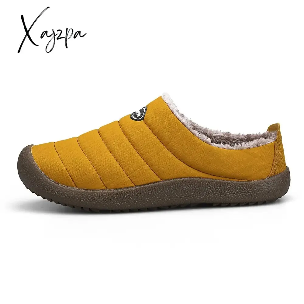Xajzpa - Fotwear Winter Plush Men Slippers Big Size 48 47 Indoor Men's Mules Shoes Unisex Bedroom Slides Waterproof Male Slipper Warm Fur