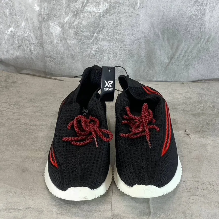 XRAY FOOTWEAR Men's Black/Red Knit Breathable Niko Lace-Up Sneakers SZ 8.5
