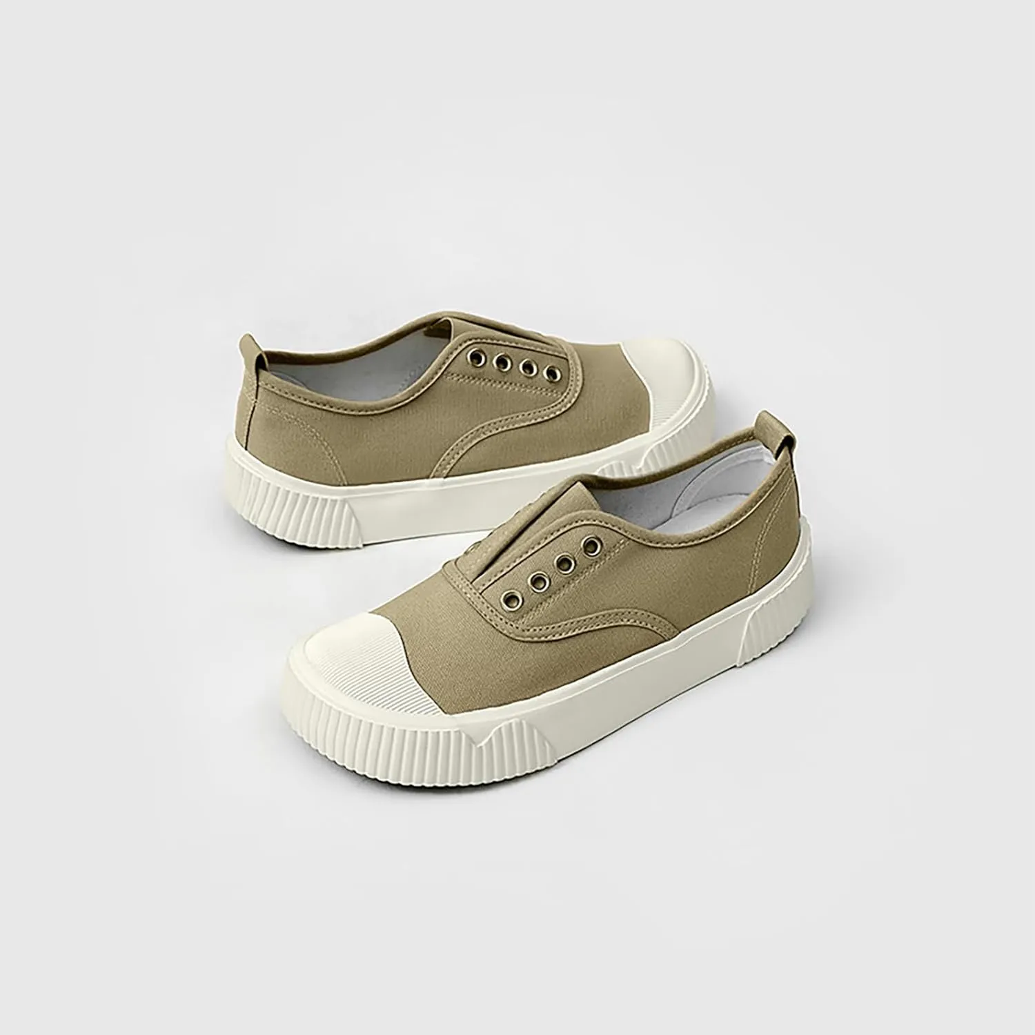 YIBLBOX Women Canvas Sneaker Slip On Non Slip Casual Shoes Lace Up Canvas Low Top White Shoes Loafers for Women Fashion