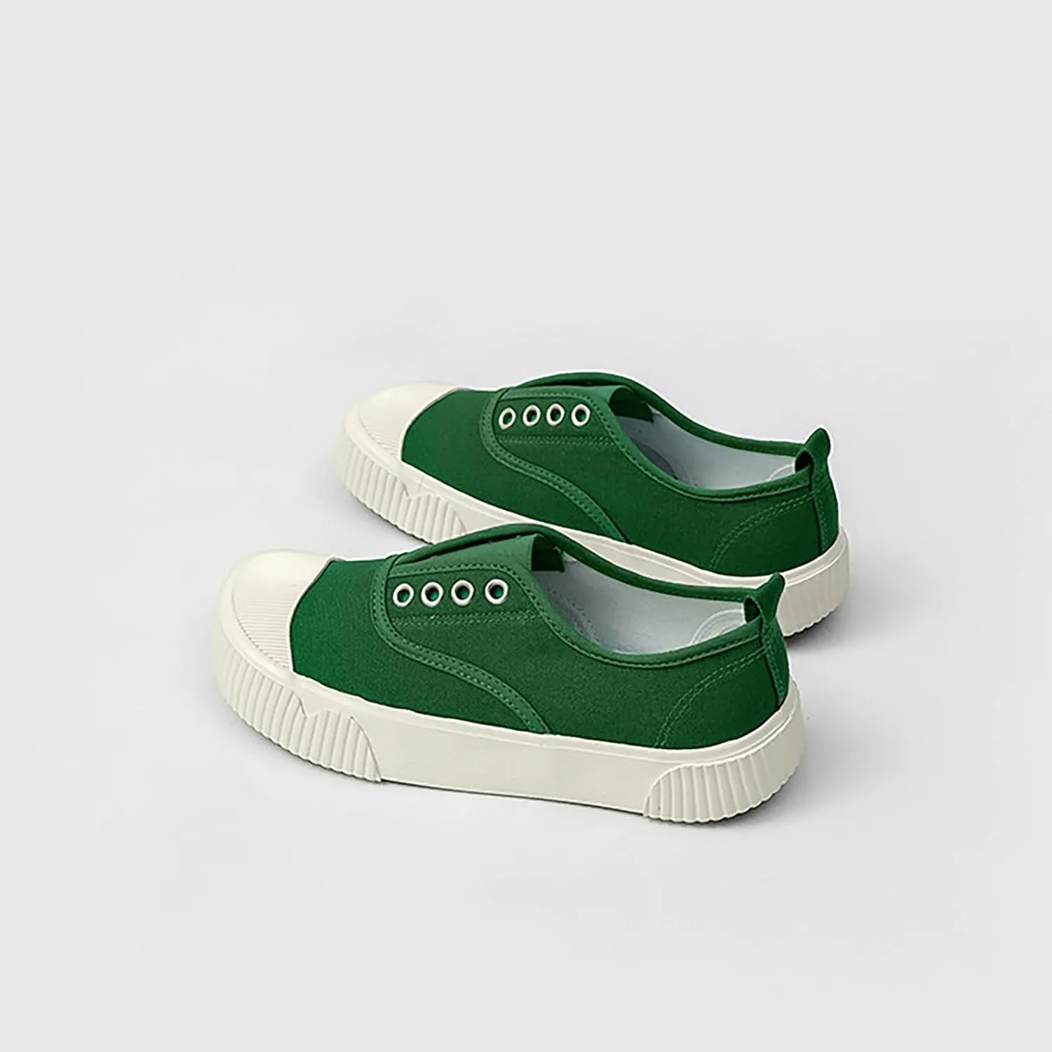 YIBLBOX Women Canvas Sneaker Slip On Non Slip Casual Shoes Lace Up Canvas Low Top White Shoes Loafers for Women Fashion