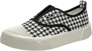 YIBLBOX Women Canvas Sneaker Slip On Non Slip Casual Shoes Lace Up Canvas Low Top White Shoes Loafers for Women Fashion