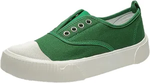 YIBLBOX Women Canvas Sneaker Slip On Non Slip Casual Shoes Lace Up Canvas Low Top White Shoes Loafers for Women Fashion