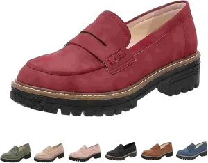 ZSpzx Women's Penny Loafers 2025, Comfortable Dressy Platform Chunky Loafers, Slip On Work Office Business Casual Dress Shoes, Brown, One Size Fits Most, Large